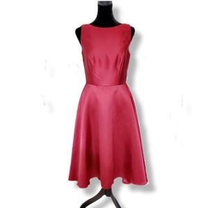 NWT Alfred Sung Bateau Neckline Satin High Low Cocktail Dress in Burgundy Sz 4